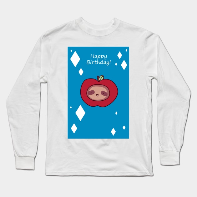 Happy Birthday - Apple Sloth Face Long Sleeve T-Shirt by saradaboru